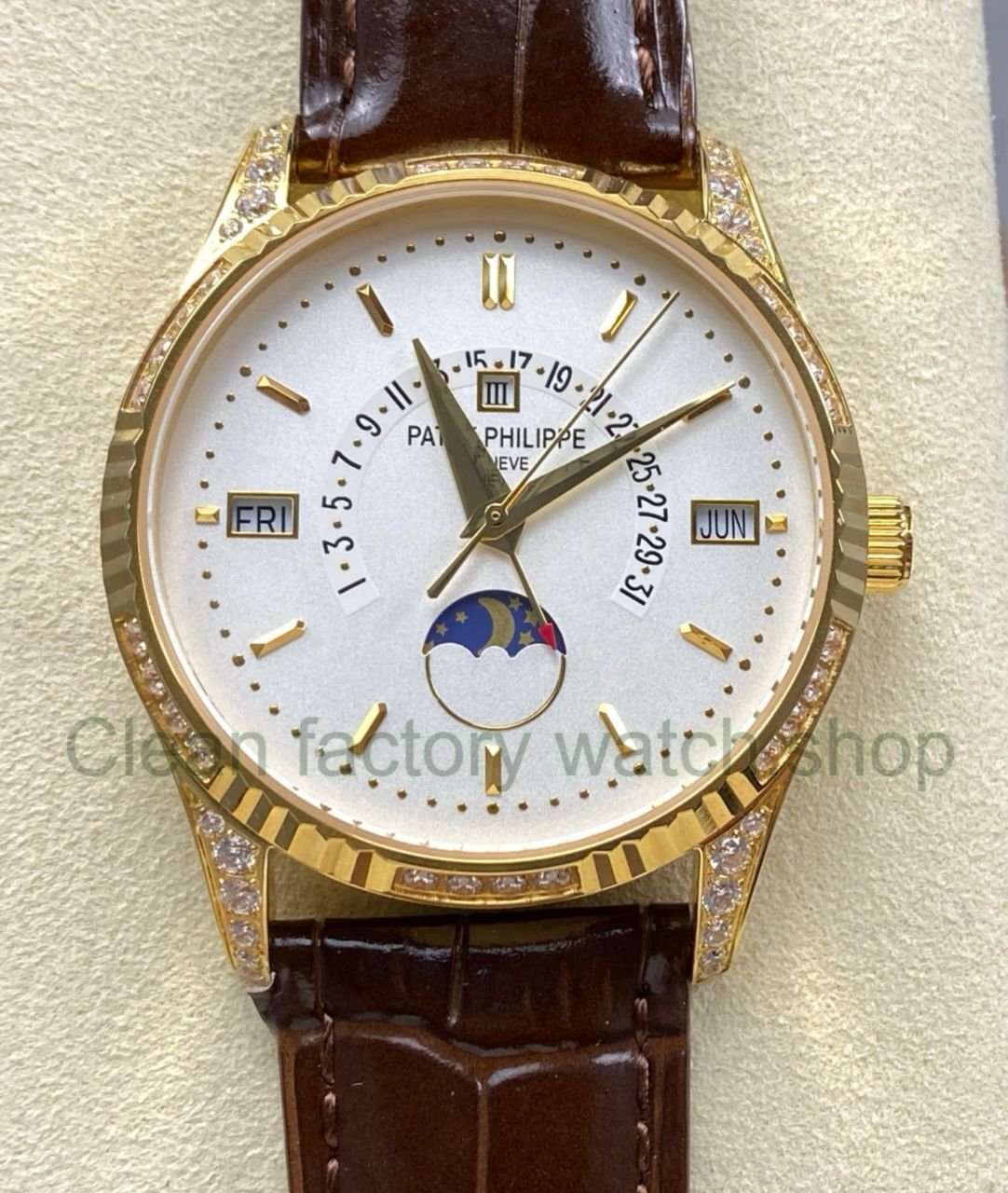 ZM Factory Patek Philippe Perpetual Calendar 5050J 40mm Yellow Gold Leather Strap White Dial 1 Clean Factory Watch