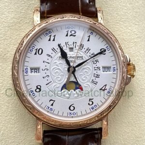 ZM Factory Patek Philippe Perpetual Calendar 5159 38mm Engraving Rose Gold Leather Strap White D 1 Clean Factory Watch