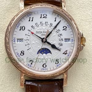 ZM Factory Patek Philippe Perpetual Calendar 5159G 38mm Engraving Rose Gold Leather Strap Whi 9 Clean Factory Watch