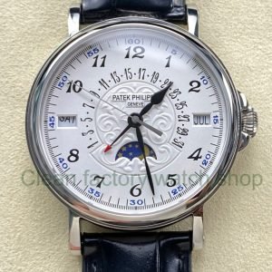 ZM Factory Patek Philippe Perpetual Calendar 5159G 38mm Steel Leather Strap White Dial 8 Clean Factory Watch