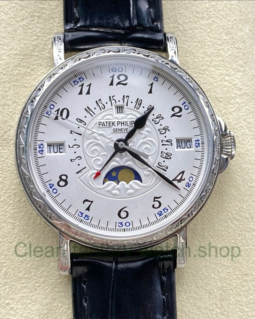 ZM Factory Patek Philippe Perpetual Calendar 5160500G–001 38mm Engraving Steel Leather Strap 1 Clean Factory Watch