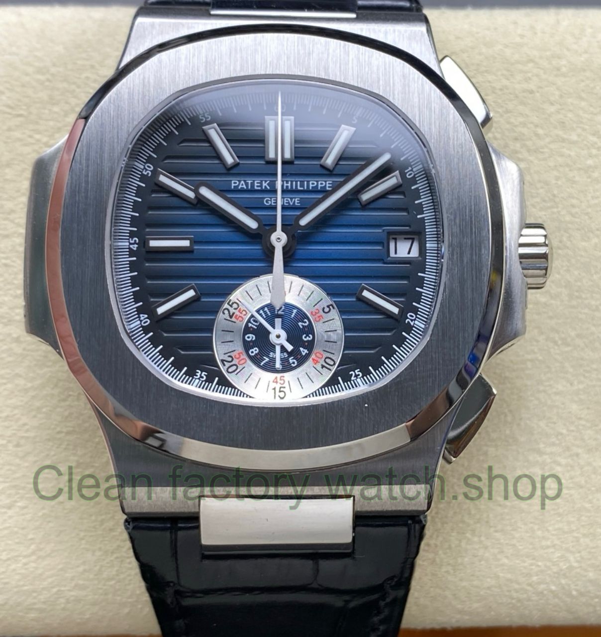 3K Factory Patek Philippe Nautilus 59801A-001 Leather Strap Blue Dial 1 3K Factory Patek Philippe Nautilus 59801A 001 Leather Strap Blue Dial 18 Clean Factory Watch