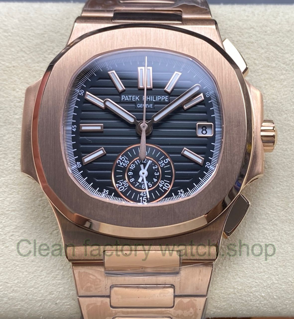 3K Factory Patek Philippe Nautilus 59801R 001 Rose Gold Black Dial 5 Clean Factory Watch