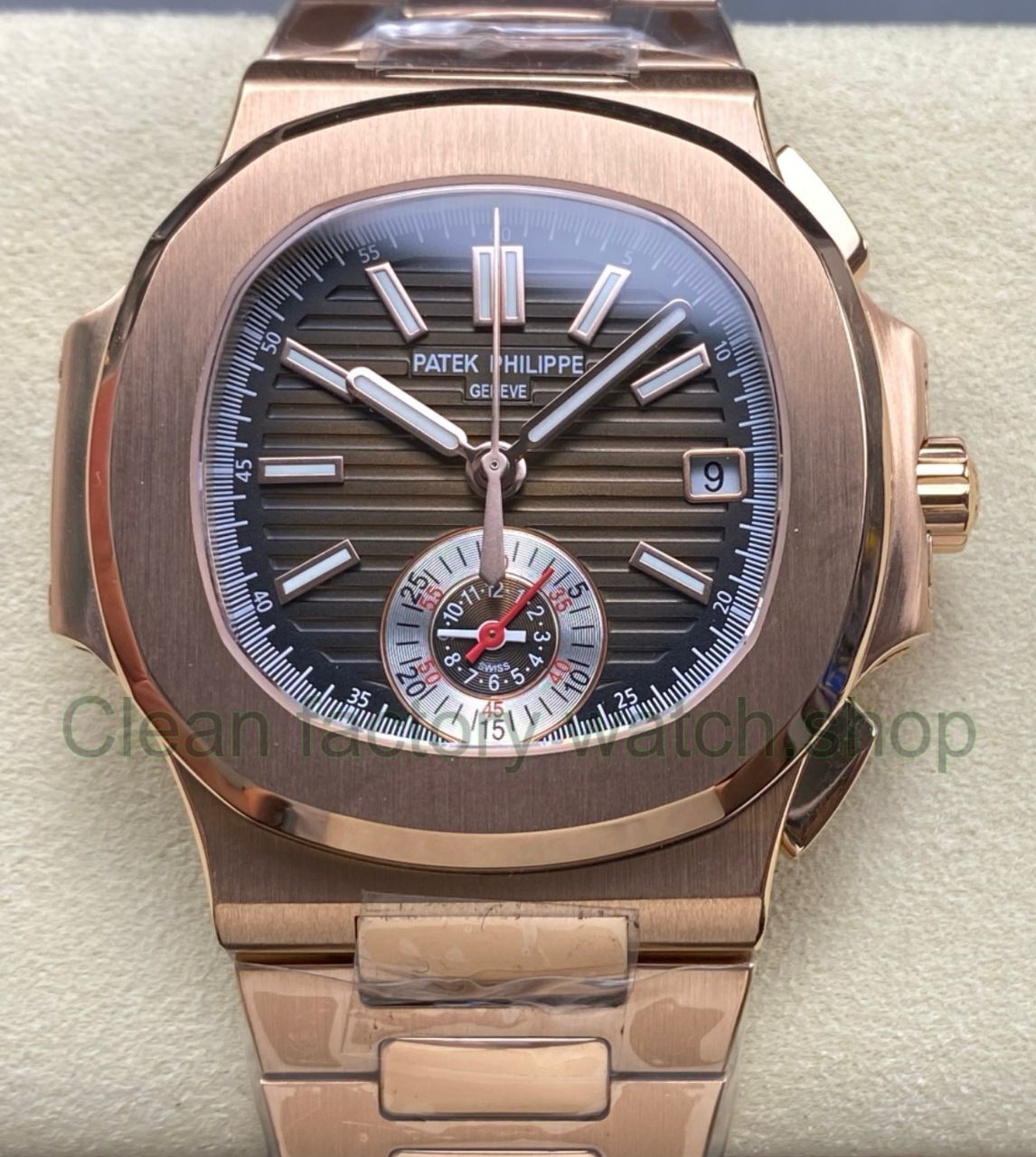 3K Factory Patek Philippe Nautilus 5980R 001 Rose Gold Brown Dial 18 Clean Factory Watch
