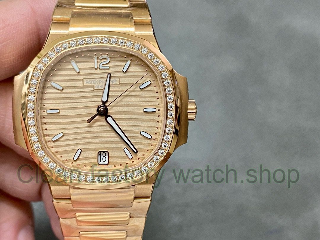 3K Factory Patek Philippe Nautilus 7118-1200R-010 Full Rose Gold Diamond Bezel Gold Dial 1 3K Factory Patek Philippe Nautilus 7118 1200R 010 Full Rose Gold Diamond Bezel Gold Dial 1 Clean Factory Watch