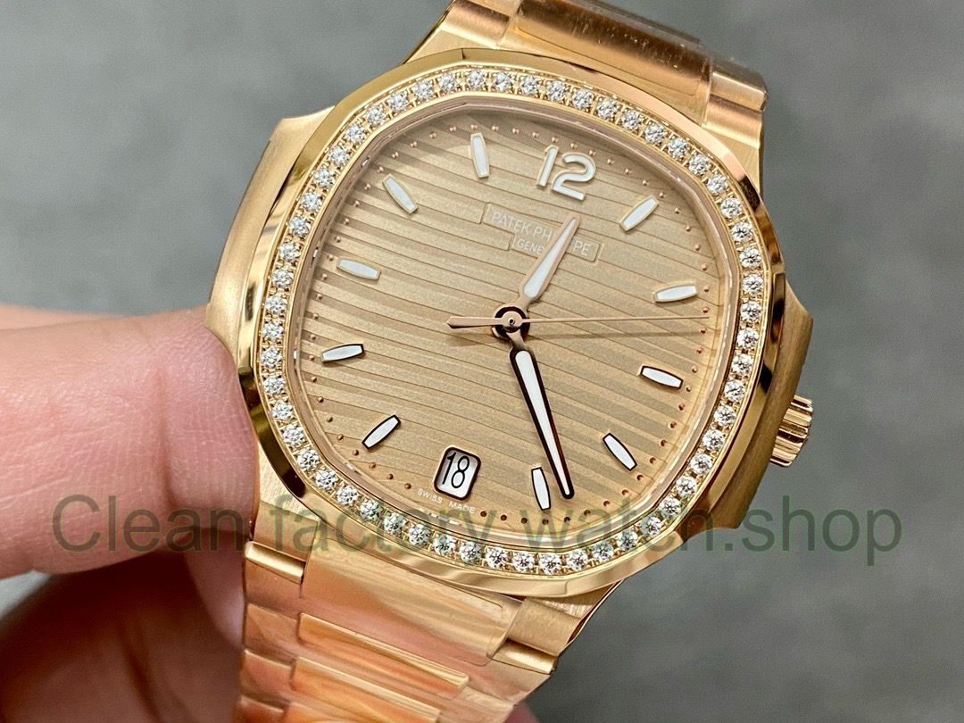 3K Factory Patek Philippe Nautilus 7118-1200R-010 Full Rose Gold Diamond Bezel Gold Dial (13) 3K Factory Patek Philippe Nautilus 7118-1200R-010 Full Rose Gold Diamond Bezel Gold Dial (13)