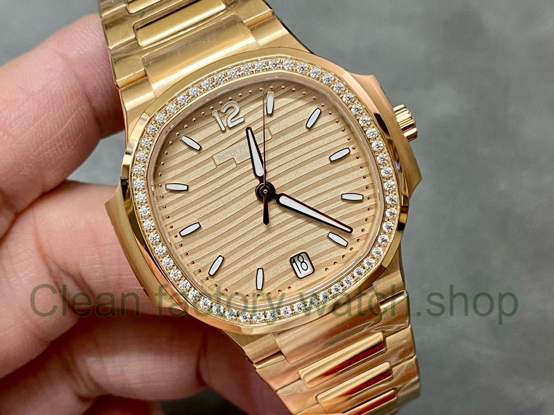 3K Factory Patek Philippe Nautilus 7118-1200R-010 Full Rose Gold Diamond Bezel Gold Dial (14) 3K Factory Patek Philippe Nautilus 7118-1200R-010 Full Rose Gold Diamond Bezel Gold Dial (14)