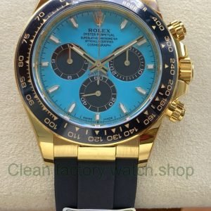 APS Factory Counterweight Rolex Daytona 126518LN Yellow Gold Rubber Strap Tiffany Blue Dial 16 APS Factory Counterweight Rolex Daytona 126518LN Yellow Gold Rubber Strap Tiffany Blue Dial 1 Clean Factory Watch