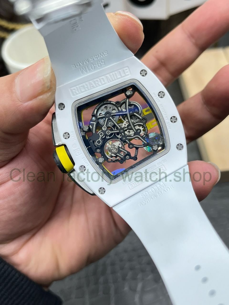 APS Factory Richard Mille RM 061-01 White Ceramic Yohan Blake Skeletonized Green Dial (12) APS Factory Richard Mille RM 061-01 White Ceramic Yohan Blake Skeletonized Green Dial (12)