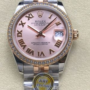 ARF Factory Counterweight Rolex Datejust 278381RBR-0002 31mm Rose Gold Diamond Bezel Roman Numerals Rose Dial Jubilee