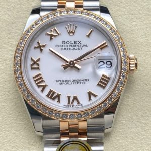 ARF Factory Counterweight Rolex Datejust 278381RBR-0004 31mm Rose Gold Diamond Bezel Roman Numerals White Dial Jubilee