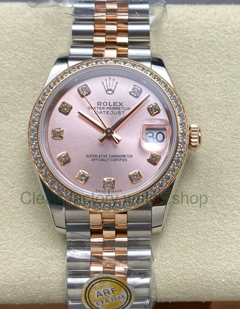 ARF Factory Counterweight Rolex Datejust 278381RBR 0024 31mm Rose Gold Diamond Bezel Rose Dial Jubilee 7 Clean Factory Watch