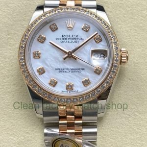 ARF Factory Counterweight Rolex Datejust 278381RBR 0026 31mm Rose Gold Diamond Bezel Mother of Pearl D 4 Clean Factory Watch