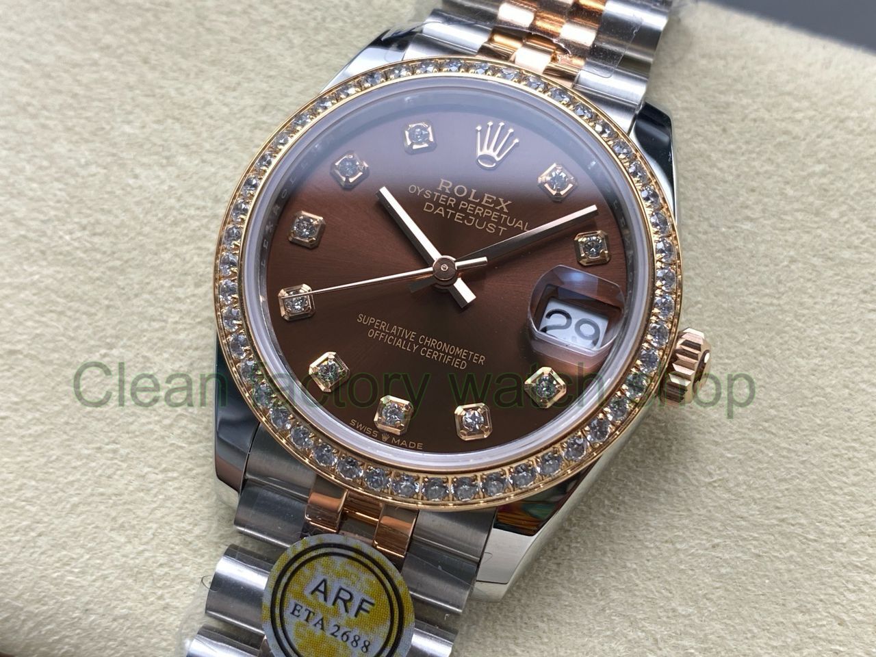 ARF Factory Counterweight Rolex Datejust 278381RBR-0028 31mm Rose Gold Diamond Bezel Brown Dial Jubilee (3) ARF Factory Counterweight Rolex Datejust 278381RBR-0028 31mm Rose Gold Diamond Bezel Brown Dial Jubilee (3)