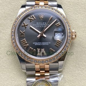 ARF Factory Counterweight Rolex Datejust 278381RBR 0030 31mm Rose Gold Diamond Bezel Roman VI Grey Dial 6 Clean Factory Watch