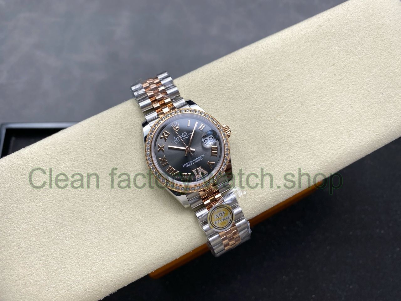 ARF Factory Counterweight Rolex Datejust 278381RBR-0030 31mm Rose Gold Diamond Bezel Roman VI Grey Dial (9) ARF Factory Counterweight Rolex Datejust 278381RBR-0030 31mm Rose Gold Diamond Bezel Roman VI Grey Dial (9)
