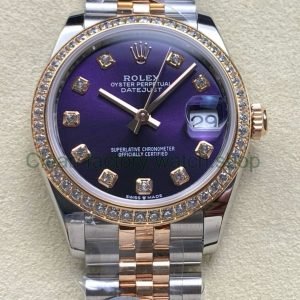 ARF Factory Counterweight Rolex Datejust 278381RBR 31mm Rose Gold Diamond Bezel Purple Dial Jubilee 18 ARF Factory Counterweight Rolex Datejust 278381RBR 31mm Rose Gold Diamond Bezel Purple Dial Jubilee
