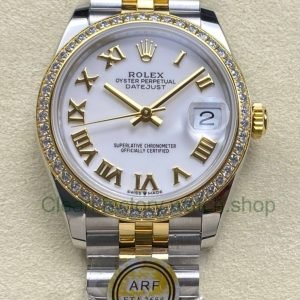 ARF Factory Counterweight Rolex Datejust 278383RBR 0002 31mm Yellow Gold Diamond Roman Numerals White 5 Clean Factory Watch