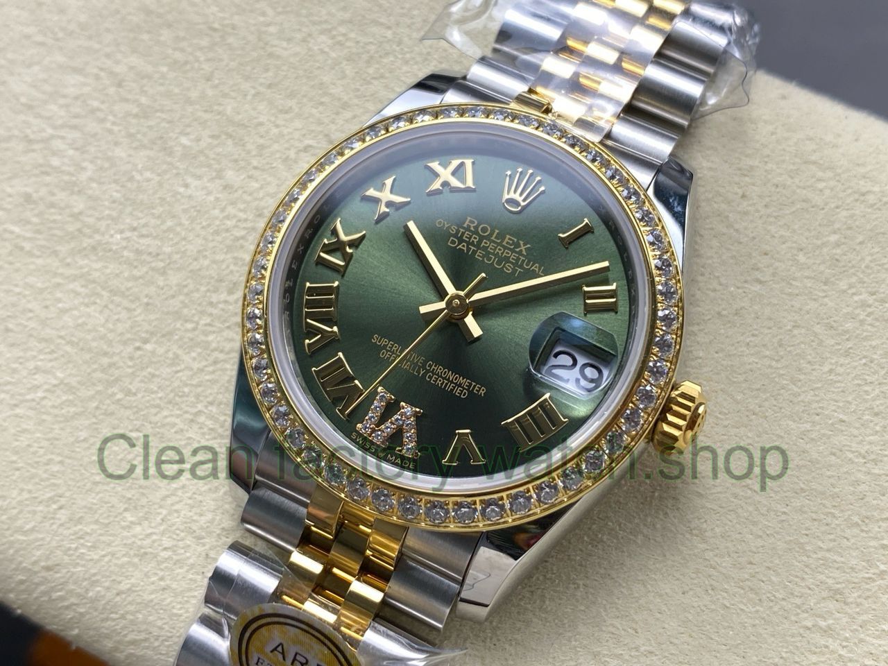 ARF Factory Counterweight Rolex Datejust 278383RBR-0016 31mm Yellow Gold Diamond Roman VI Green Dial Jubile (10) ARF Factory Counterweight Rolex Datejust 278383RBR-0016 31mm Yellow Gold Diamond Roman VI Green Dial Jubile (10)