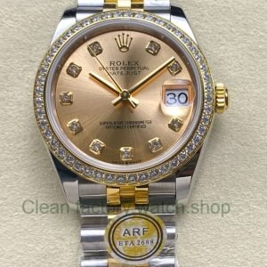 ARF Factory Counterweight Rolex Datejust 278383RBR 0026 31mm Yellow Gold Diamond Bezel Champagne Dial Jubi 6 Clean Factory Watch