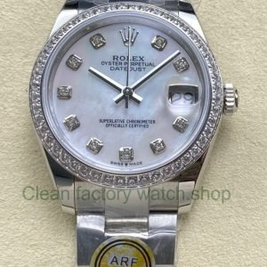 ARF Factory Counterweight Rolex Datejust 278384RBR 0007 31mm Diamond Bezel Mother Of Pearl Dial 6 Clean Factory Watch