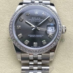 ARF Factory Counterweight Rolex Datejust 278384RBR 0010 31mm Diamond Bezel Grey Dial Jubilee 8 Clean Factory Watch