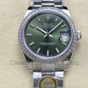 ARF Factory Counterweight Rolex Datejust 278384RBR 0021 31mm Diamond Bezel Green Dial 6 Clean Factory Watch