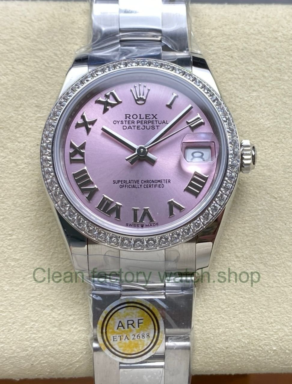 ARF Factory Counterweight Rolex Datejust 278384RBR 0023 31mm Diamond Bezel Roman Numerals Pinkl Dial 7 Clean Factory Watch