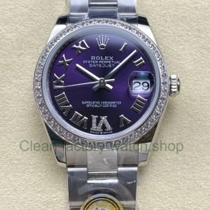 ARF Factory Counterweight Rolex Datejust 278384RBR 0029 31mm Diamond Bezel Roman VI Purple Dial 7 Clean Factory Watch