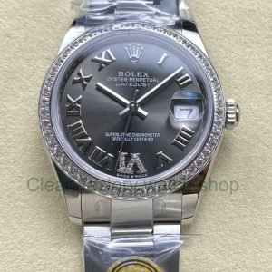 ARF Factory Counterweight Rolex Datejust 278384RBR 0031 31mm Diamond Bezel Roman VI Dark Grey Dial 5 Clean Factory Watch