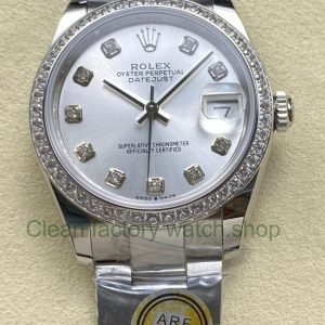 ARF Factory Counterweight Rolex Datejust 278384RBR 0033 31mm Diamond Bezel Silver Dial 6 Clean Factory Watch