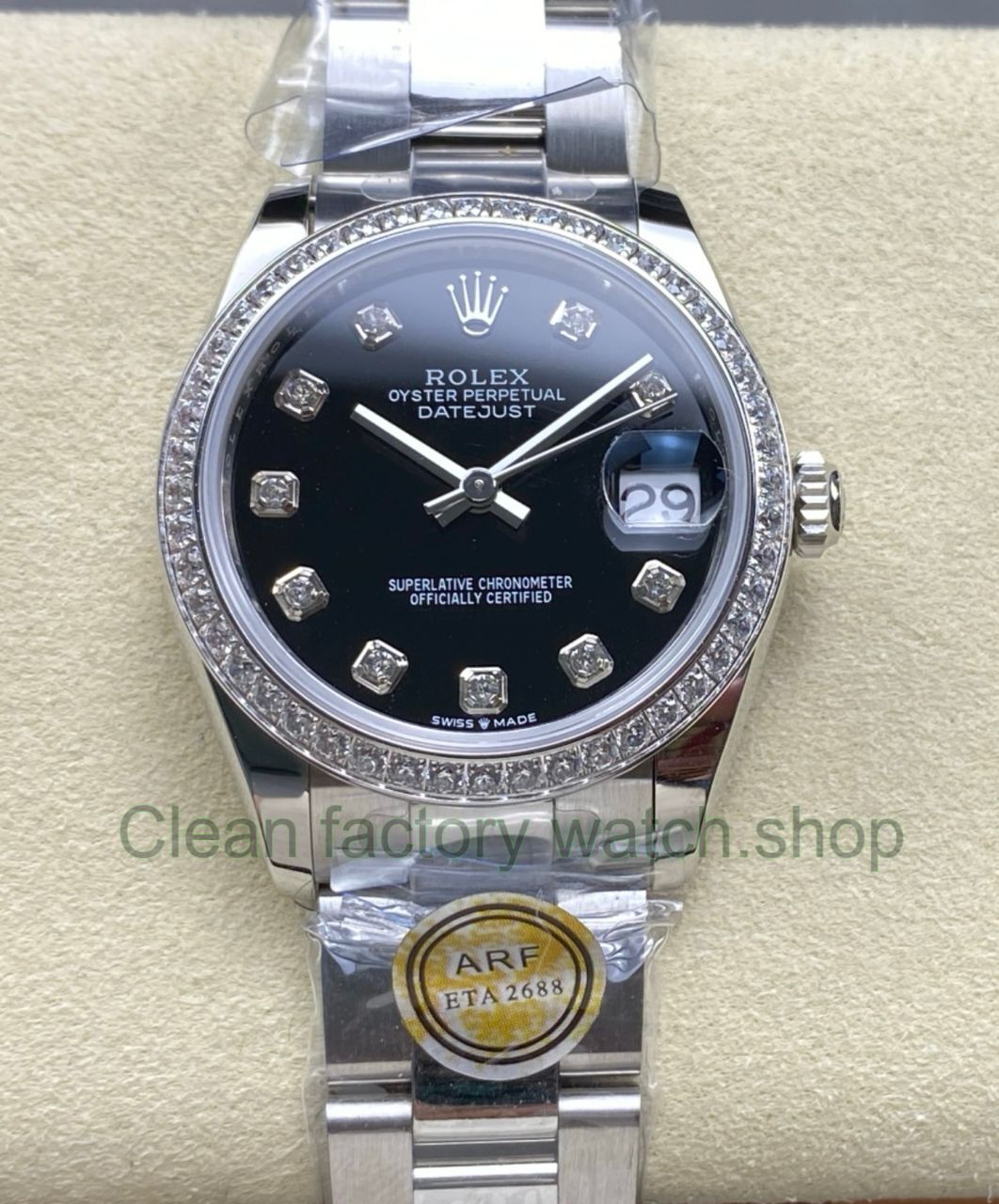 ARF Factory Counterweight Rolex Datejust 278384RBR 31mm Diamond Bezel Black Dial 18 Clean Factory Watch