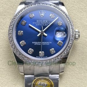 ARF Factory Counterweight Rolex Datejust 278384RBR 31mm Diamond Bezel Blue Dial 17 Clean Factory Watch