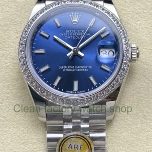 ARF Factory Counterweight Rolex Datejust 278384RBR 31mm Diamond Bezel Blue Dial Jubilee 2 Clean Factory Watch