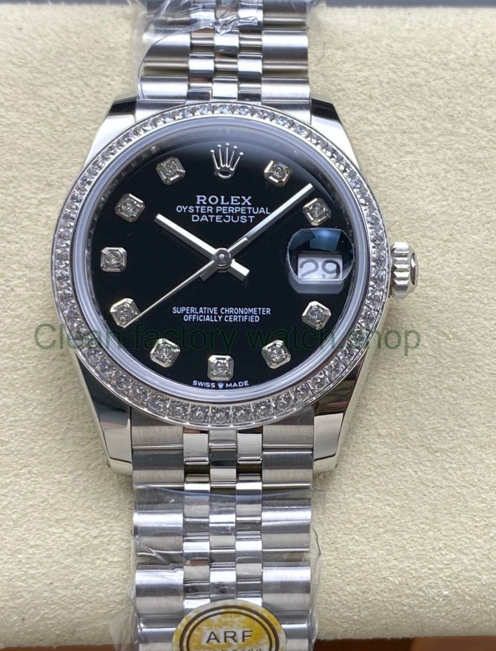 ARF Factory Counterweight Rolex Datejust Jubilee 278384RBR 31mm Diamond Bezel Black Dial Jubilee 14 Clean Factory Watch