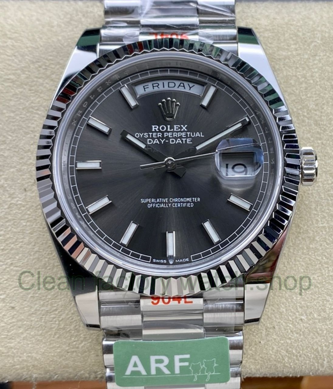 ARF Factory Counterweight Rolex Day-Date 228239-0060 40mm White Gold Grey Dial 1 ARF Factory Counterweight Rolex Day Date 228239 0060 40mm White Gold Grey Dial 5 Clean Factory Watch