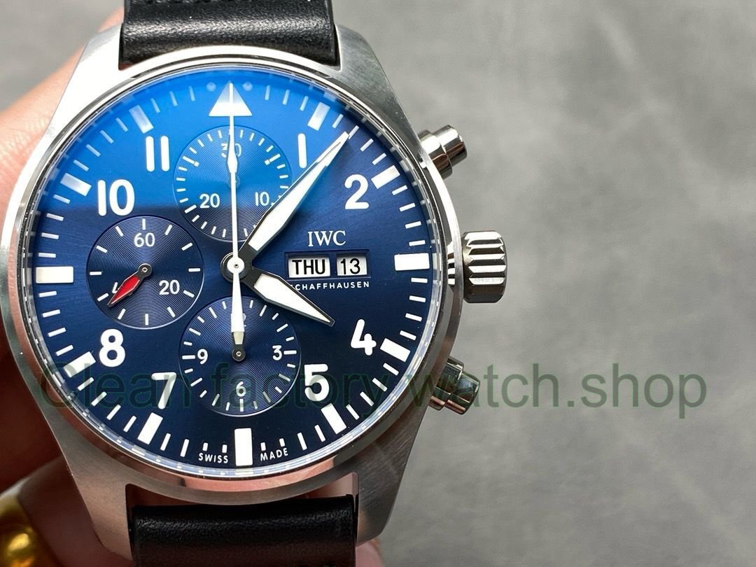 AZ Factory IWC Pilot Chronograph IW37714 41mm Arabic Numerals Blue Dial 15 Clean Factory Watch