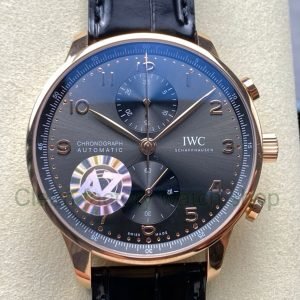 AZ Factory IWC Portuguese Chronograph IW371482 41mm Rose Gold Arabic Numerals Gery Dial 1 Clean Factory Watch
