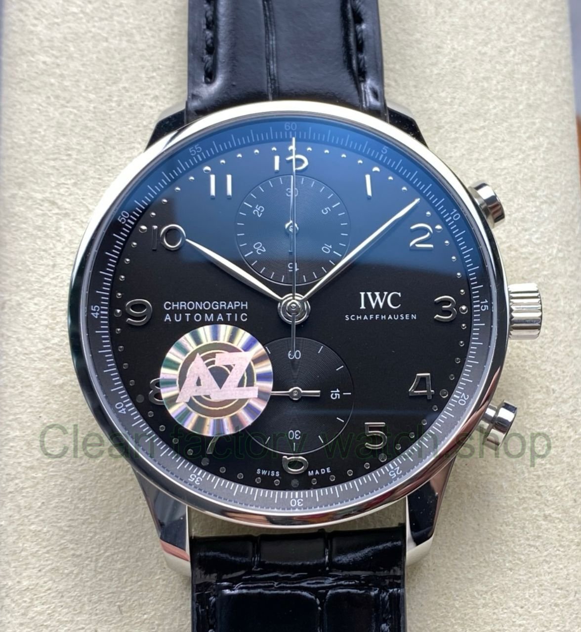 AZ Factory IWC Portuguese Chronograph IW371609 41mm Arabic Numerals Black Dial 1 Clean Factory Watch