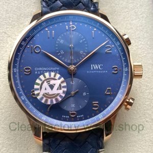 AZ Factory IWC Portuguese Chronograph IW371614 41mm Rose Gold Arabic Numerals Blue Dial 1 Clean Factory Watch