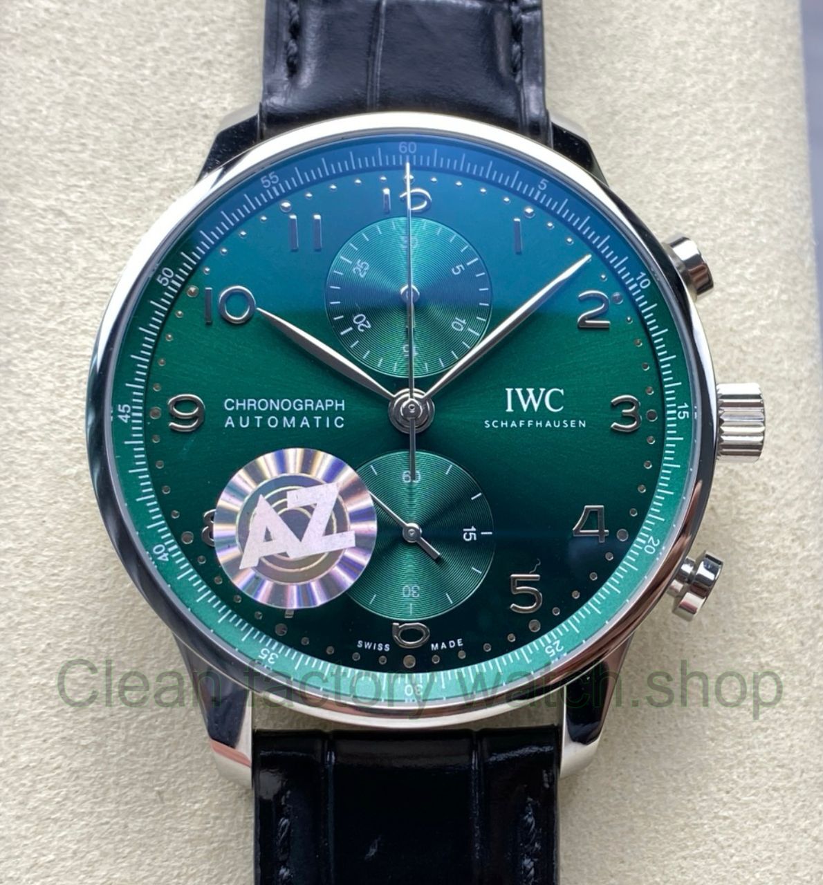 AZ Factory IWC Portuguese Chronograph IW371615 41mm Arabic Numerals Green Dial 1 AZ Factory IWC Portuguese Chronograph IW371615 41mm Arabic Numerals Green Dial 14 Clean Factory Watch