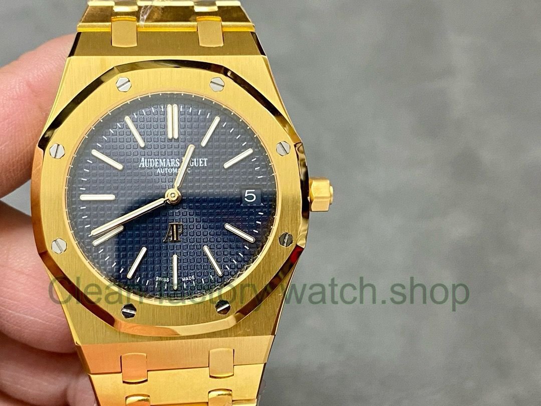 Audemars Piguet Royal Oak Modified and customized 15202 18K gold plated Blue Dial 7 Clean Factory Watch