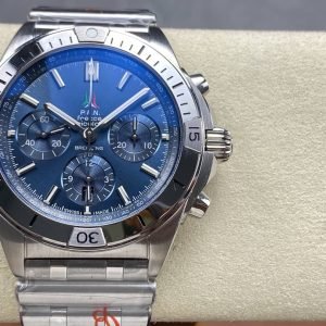 BLS Factory Breitling Chronomat 42mm Full Steel Blue Eye Blue Dial 5 Clean Factory Watch