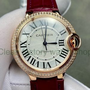 Cartier Ballon Bleu Modification and customization 36mm 18k gold plated moissanous Bezel Silver Dia 3 Clean Factory Watch