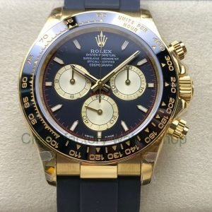 QF Factory CounterWeight Rolex Daytona 126518LN 0004 40mm Yellow Gold Rubber Oysterflex Black Dial 5 Clean Factory Watch