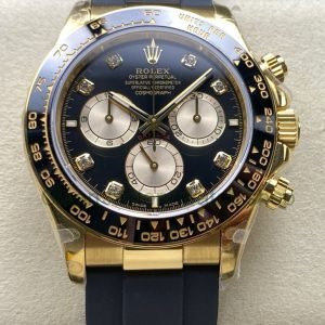 QF Factory CounterWeight Rolex Daytona 126518LN 0006 40mm Yellow Gold Rubber Oysterflex Diamond Black 5 Clean Factory Watch