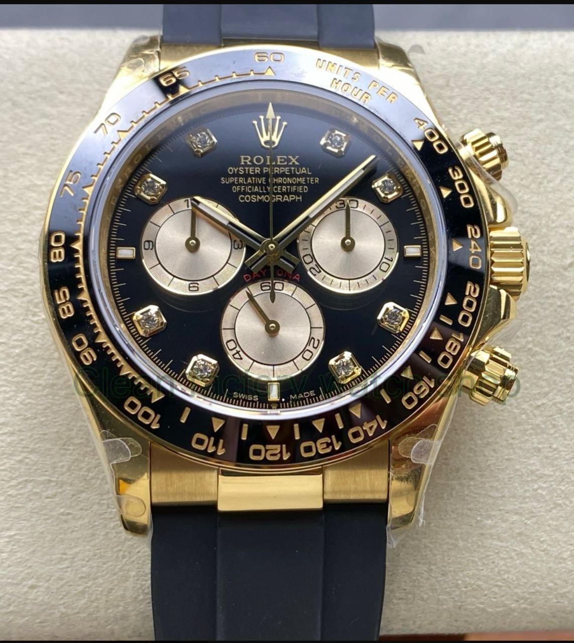 QF Factory CounterWeight Rolex Daytona 126518LN 0006 40mm Yellow Gold Rubber Oysterflex Diamond Black 5 Clean Factory Watch