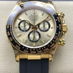 QF Factory CounterWeight Rolex Daytona 126518LN 0010 40mm Yellow Gold Rubber Oysterflex Champagne Dial 7 Clean Factory Watch
