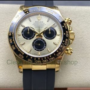 QF Factory CounterWeight Rolex Daytona 126518LN 0012 40mm Yellow Gold Rubber Oysterflex Champagne Dial 6 Clean Factory Watch