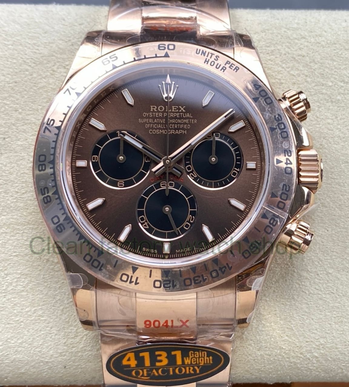 QF Factory Counterweight Rolex Daytona 126505 0005 40mm Full Rose Gold Chocolate Brown Dial 9 Clean Factory Watch